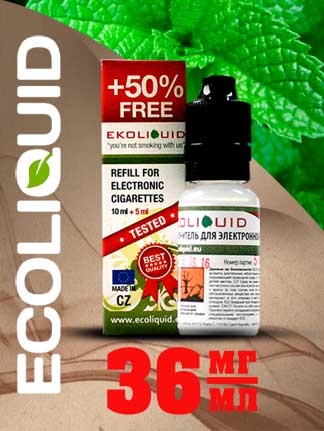 Жидкость для электронных сигарет EcoLiquid Ментол, 15 мл, никотин 36 мг/мл